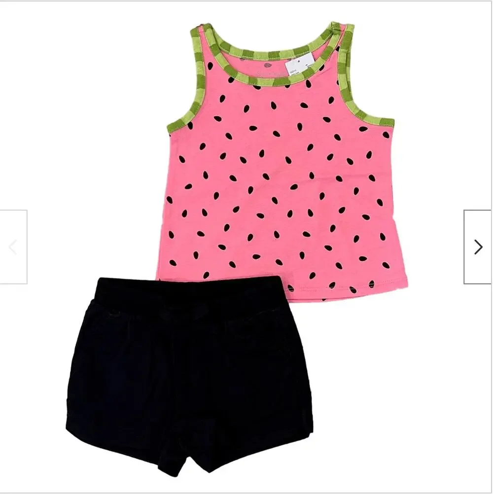 NWT Children's Place Pink Watermelon Tank & Black Short Outfit